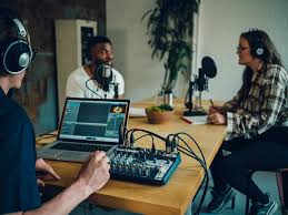 Professional podcast recording studio equipment